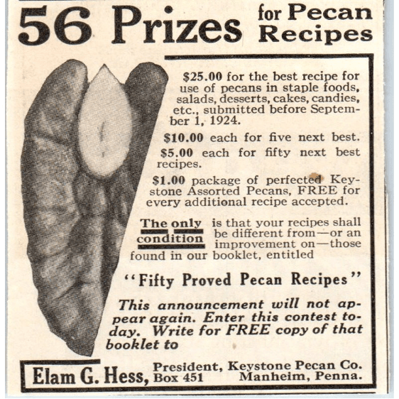 Keystone Pecan Company Contest Advertisement