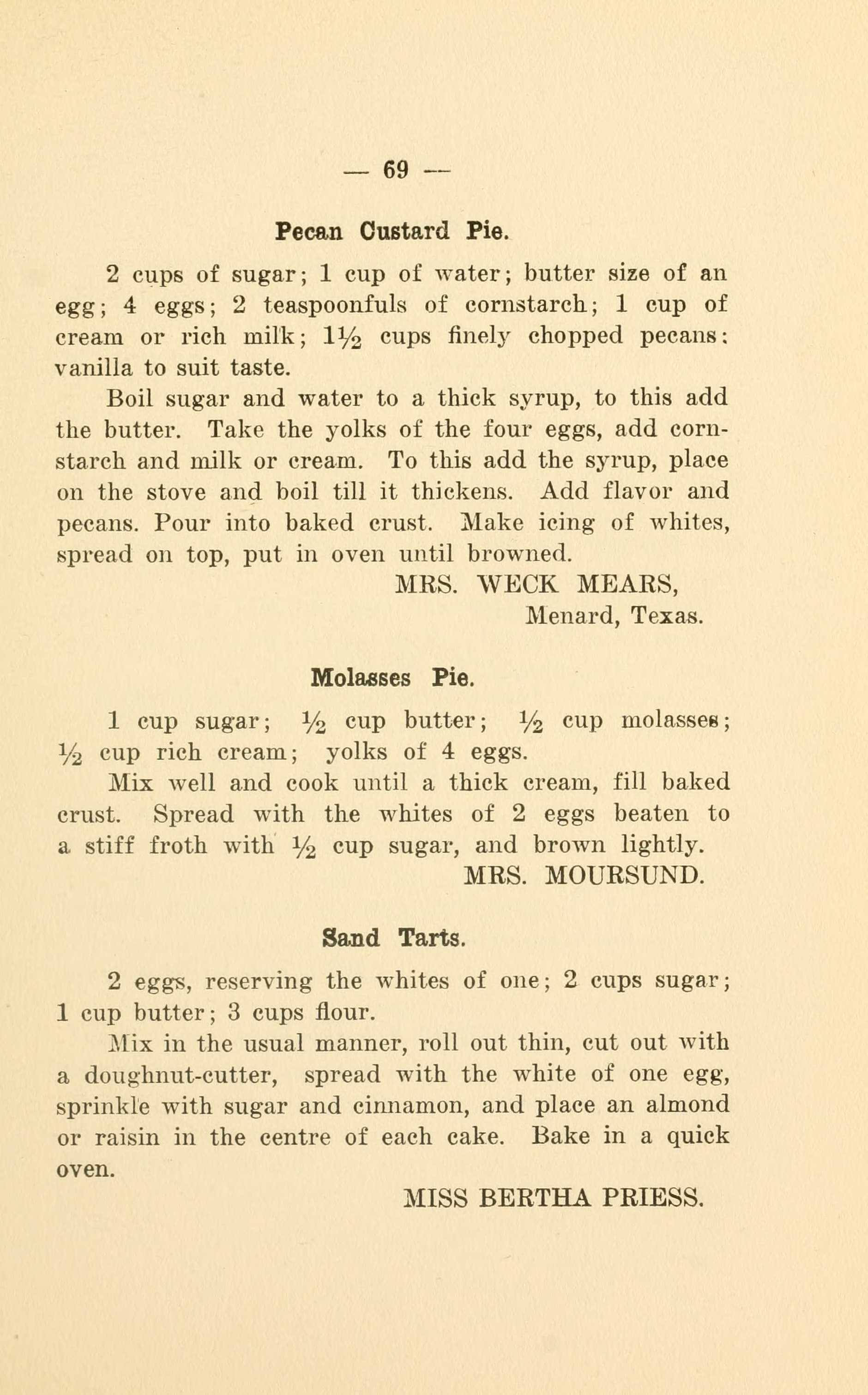 Mrs. Weck Mears' Pecan Custard Pie Recipe