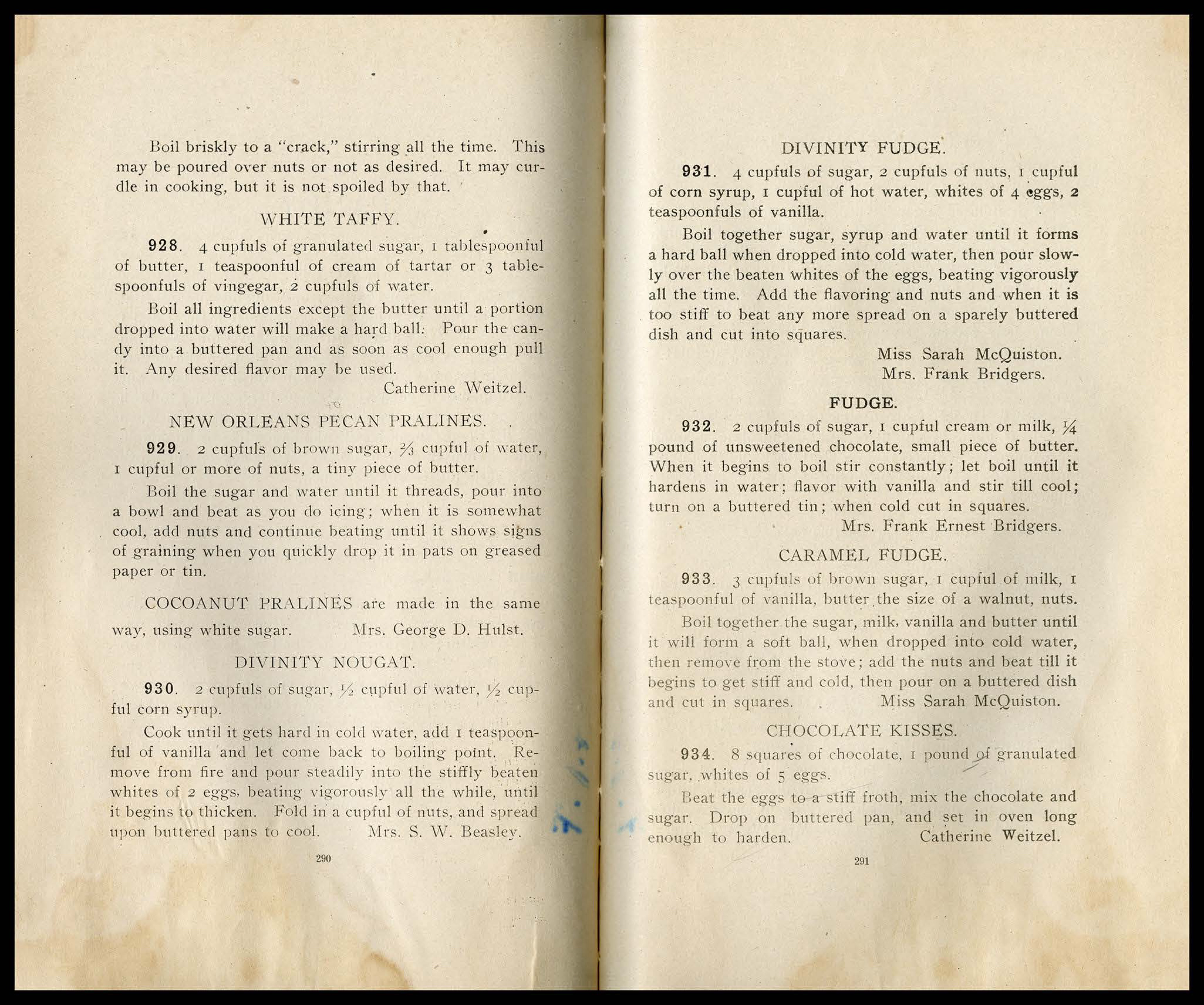 The Laurel Cook Book (1900) - Early Pecan Praline Recipe