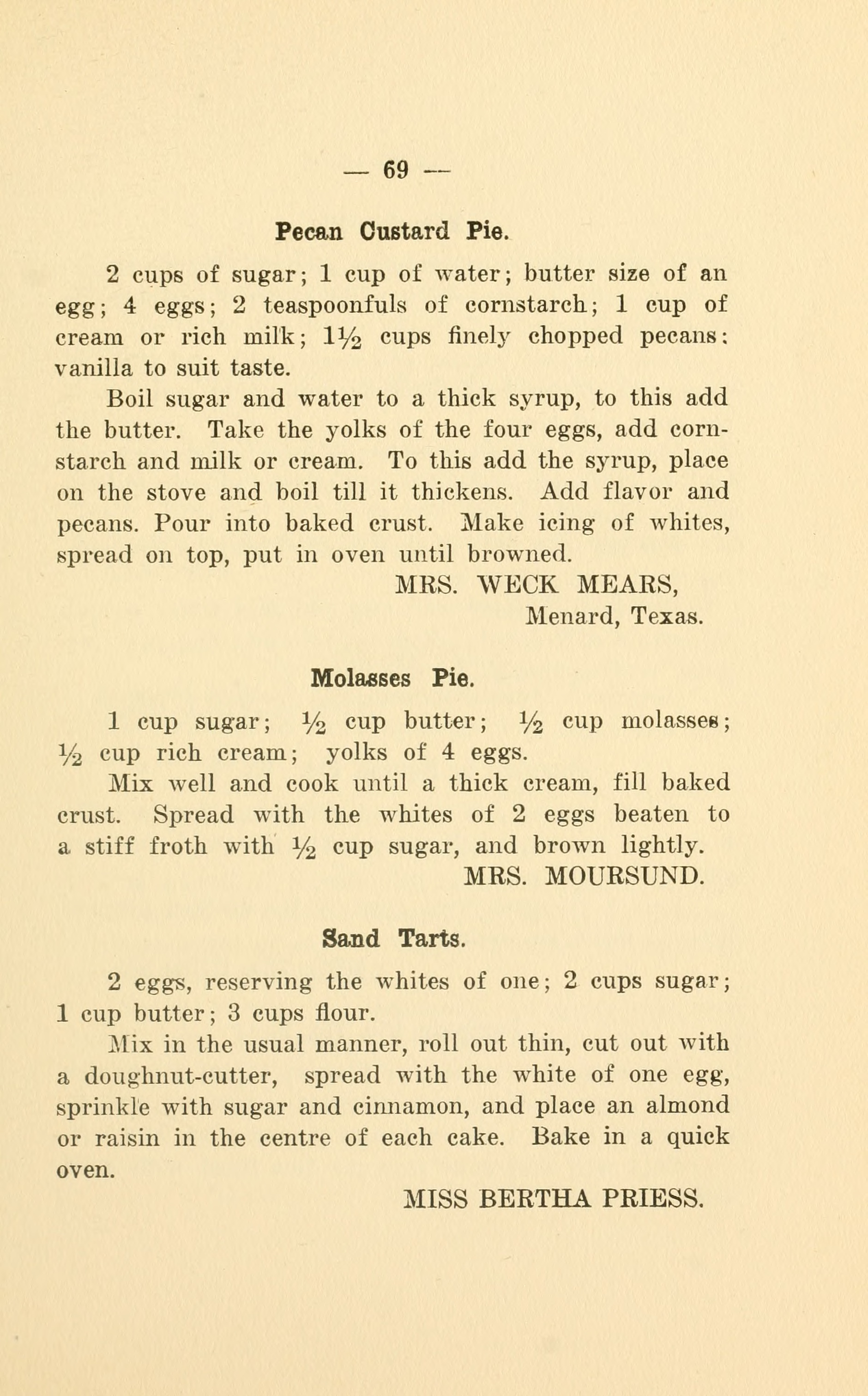 Mrs. Weck Mears' Pecan Custard Pie Recipe